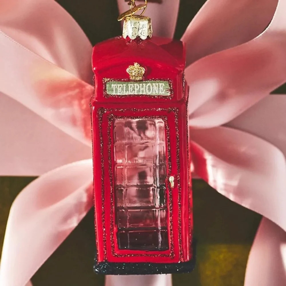 NWT Anthropologie Red  British Phone Booth Christmas Ornament
